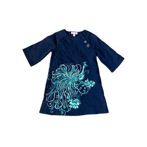 LILLY PULITZER Girls Navy Peacock Dress Size 6